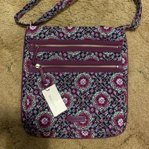 Vera Bradley Triple Zip Crossbody Lilac Medallion